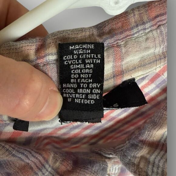 RILEY + JAMES 100% Cotton Pink and Purple Plaid Snap Button Down Shirt | XL - Picture 5 of 5